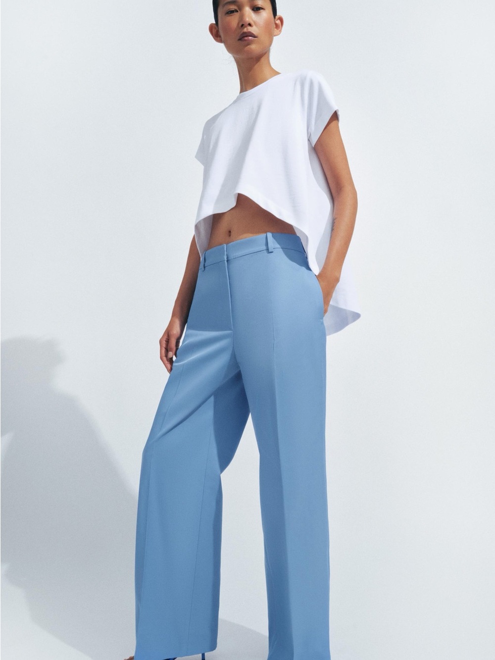 Zara Sky Blue Wide-Leg Trousers